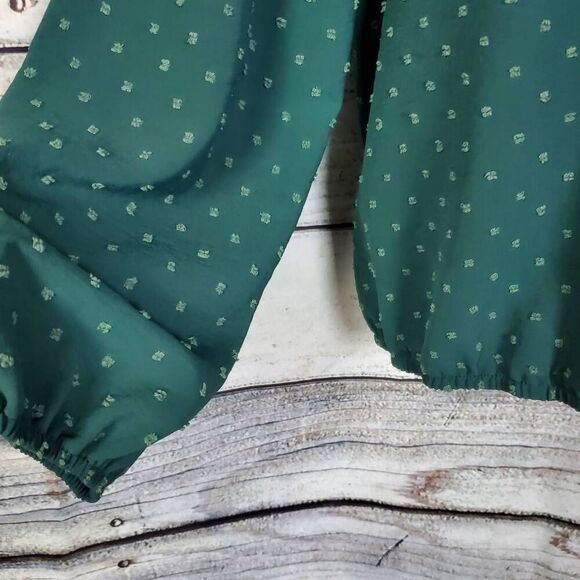 Green Lace Trim Surplice V-Neck Blouse Size 2XL - Picture 3 of 6